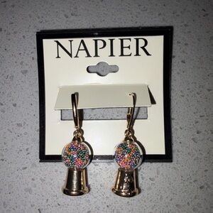 Napier Gold Gumball Earrings with Multicolor Beads